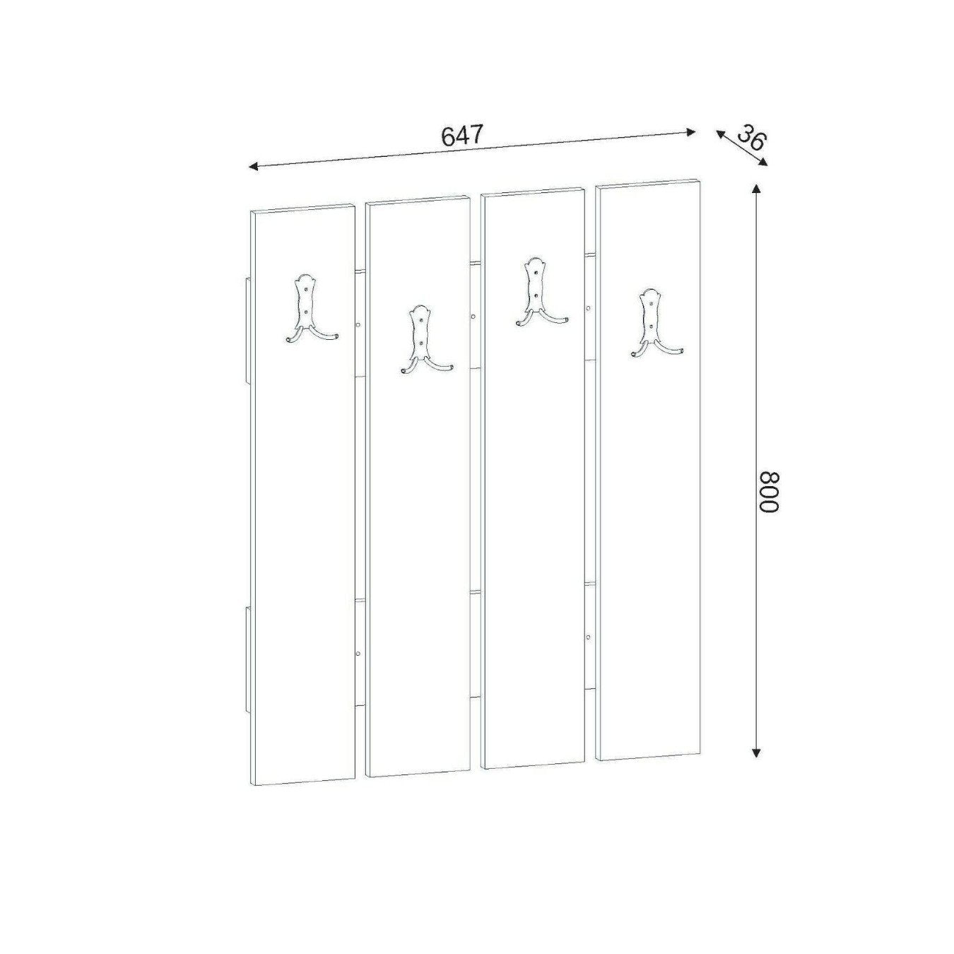 Mobile da ingresso Joachim, Entratina appendiabiti, Composizione per atrio, Consolle portaoggetti multifunzione, 65x4 h80 cm, Bianco