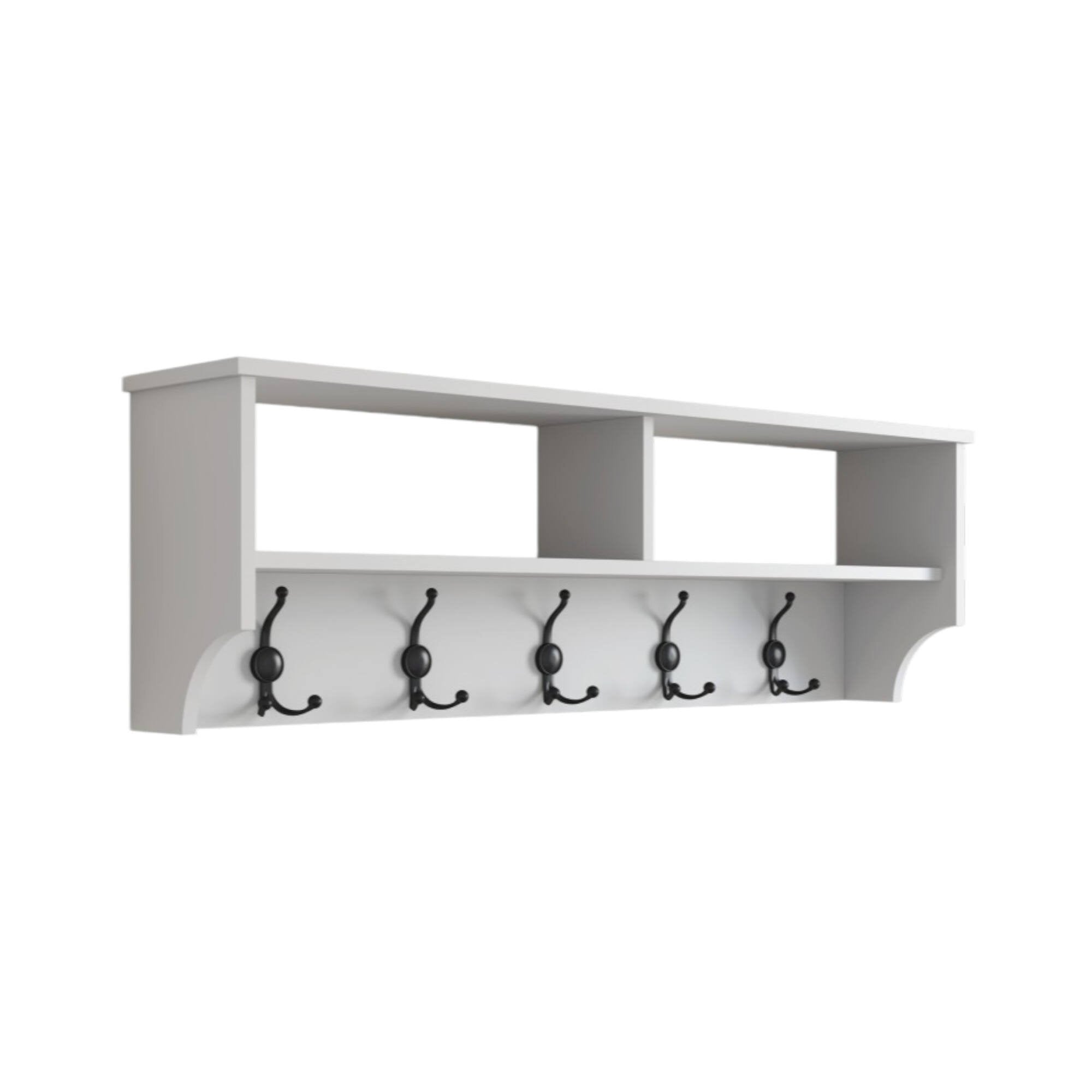 Appendiabiti Egay, Attaccapanni, Portabiti multiuso, Appendiabiti da parete, 120x22 h37 cm, Bianco