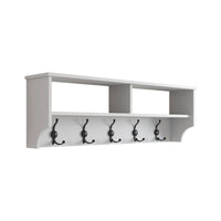 Appendiabiti Egay, Attaccapanni, Portabiti multiuso, Appendiabiti da parete, 120x22 h37 cm, Bianco