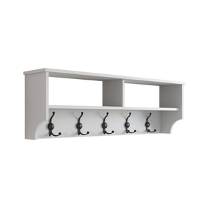 Appendiabiti Egay, Attaccapanni, Portabiti multiuso, Appendiabiti da parete, 120x22 h37 cm, Bianco