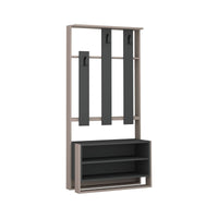 Mobile da ingresso Toraji, Entratina appendiabiti, Composizione per atrio, Consolle portaoggetti multifunzione, 90x36 h180 cm, Beige e Antracite