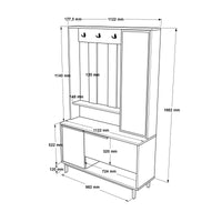 Mobile da ingresso Ljubljana, Entratina appendiabiti, Composizione per atrio, Consolle portaoggetti multifunzione, 102x36 h178 cm, Noce e Quercia