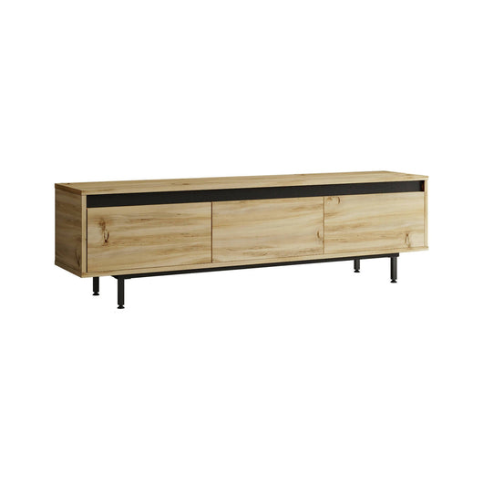 Mobile porta TV Titli, Credenza da soggiorno, Armadio basso per TV, Base parete attrezzata, 160x36 h45 cm, Quercia e Nero