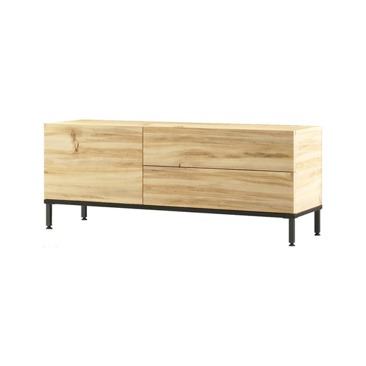 Mobile porta TV Zephir, Credenza da soggiorno, Armadio basso per TV, Base parete attrezzata, 120x36 h46 cm, Quercia e Nero