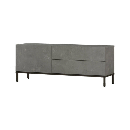 Mobile porta TV Zephir, Credenza da soggiorno, Armadio basso per TV, Base parete attrezzata, 120x36 h46 cm, Argento e Nero