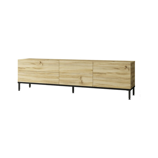 Mobile porta TV Ballao, Credenza da soggiorno, Armadio basso per TV, Base parete attrezzata, 170x36 h46 cm, Quercia e Nero