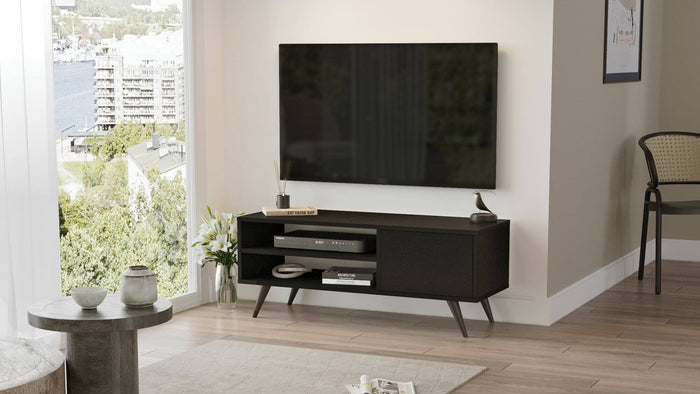 Mobile porta TV HuLanqi, Credenza da soggiorno, Armadio basso per TV, Base parete attrezzata, 110x40 h44 cm, Nero