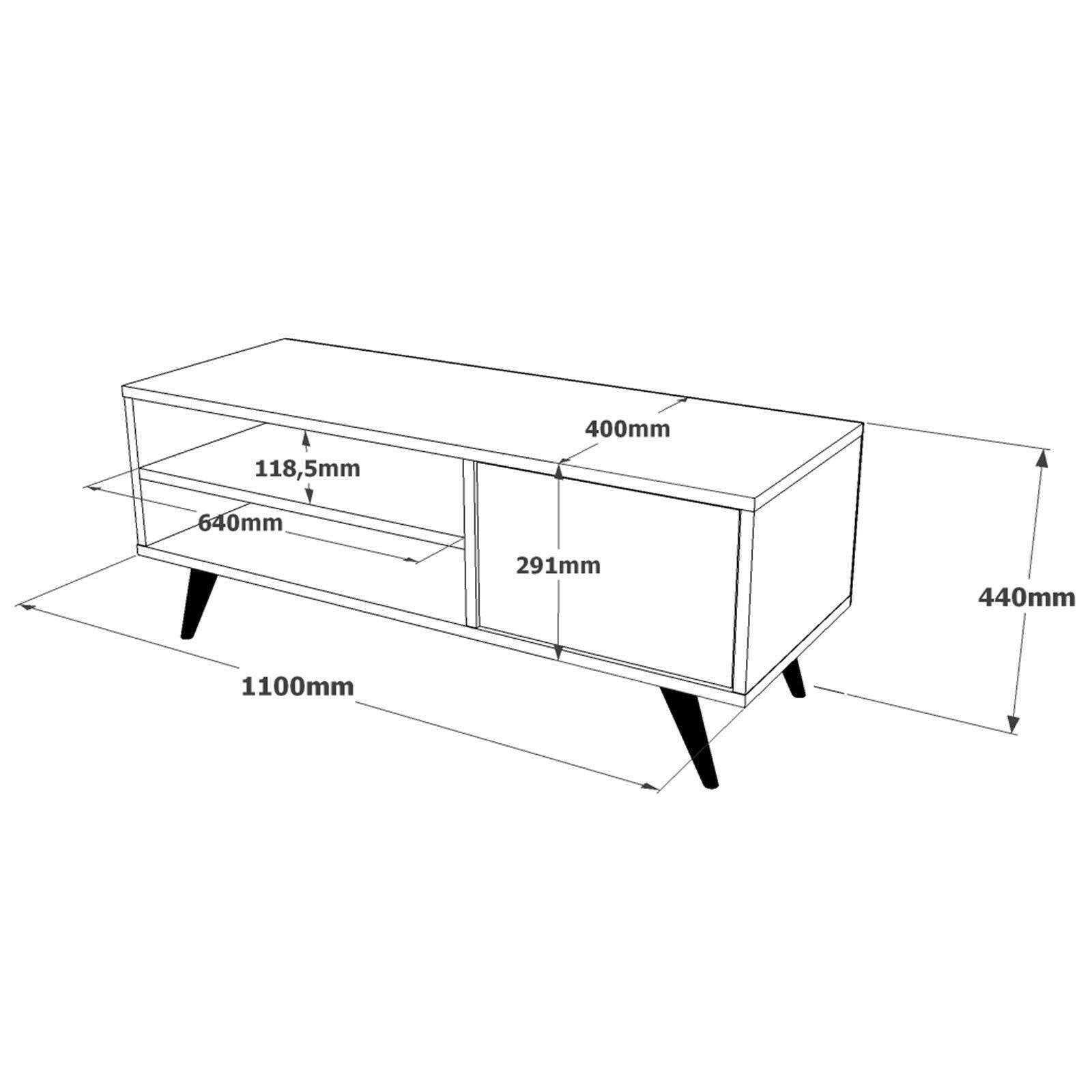 Mobile porta TV HuLanqi, Credenza da soggiorno, Armadio basso per TV, Base parete attrezzata, 110x40 h44 cm, Nero