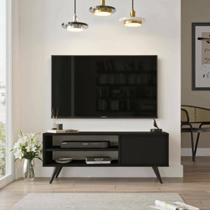 Mobile porta TV HuLanqi, Credenza da soggiorno, Armadio basso per TV, Base parete attrezzata, 110x40 h44 cm, Nero