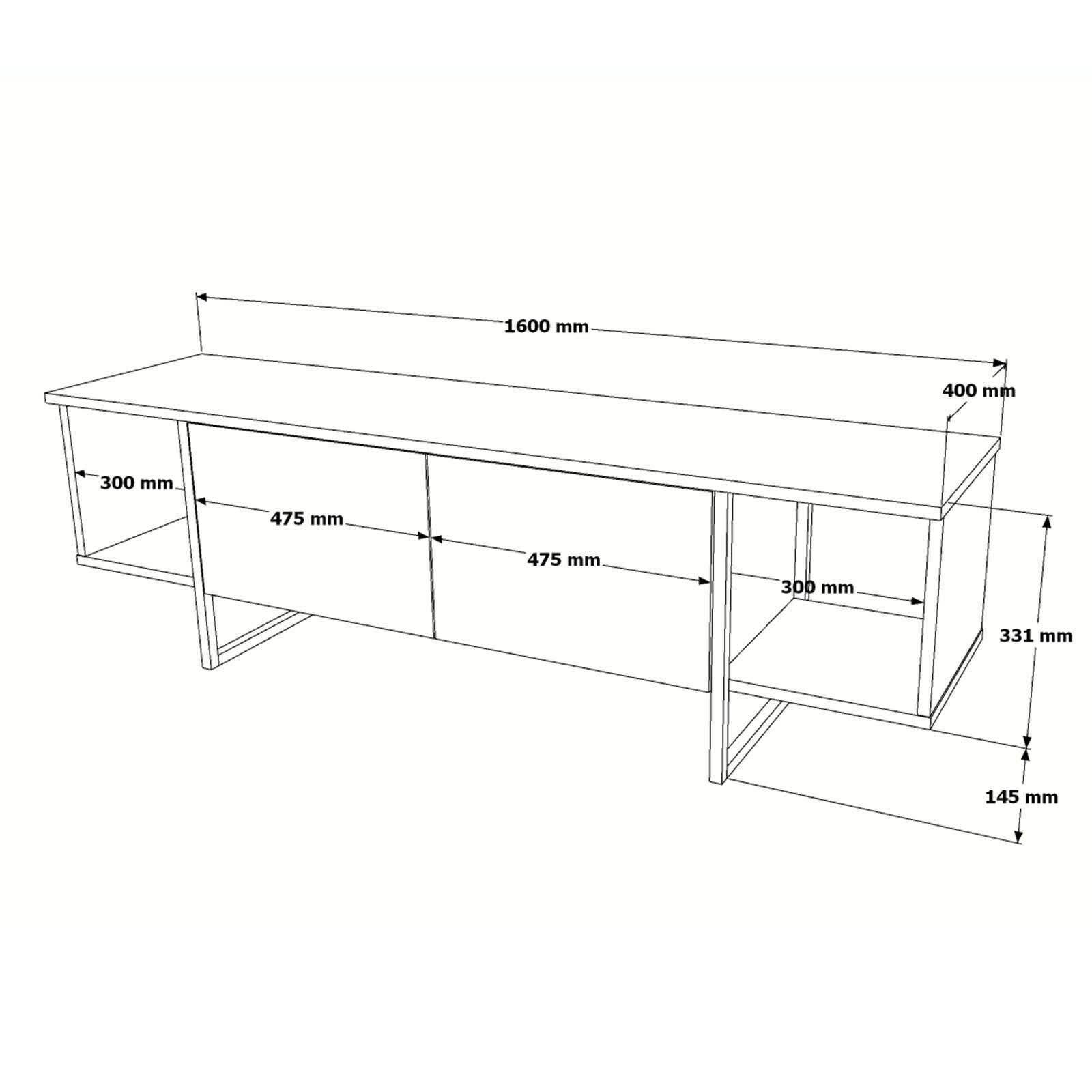 Mobile porta TV Barzana, Credenza da soggiorno, Armadio basso per TV, Base parete attrezzata, 160x40 h48 cm, Quercia
