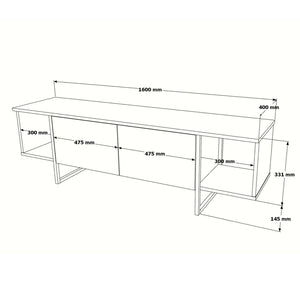 Mobile porta TV Barzana, Credenza da soggiorno, Armadio basso per TV, Base parete attrezzata, 160x40 h48 cm, Quercia