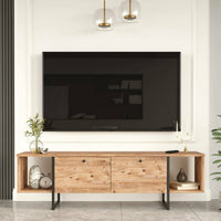 Mobile porta TV Barzana, Credenza da soggiorno, Armadio basso per TV, Base parete attrezzata, 160x40 h48 cm, Quercia
