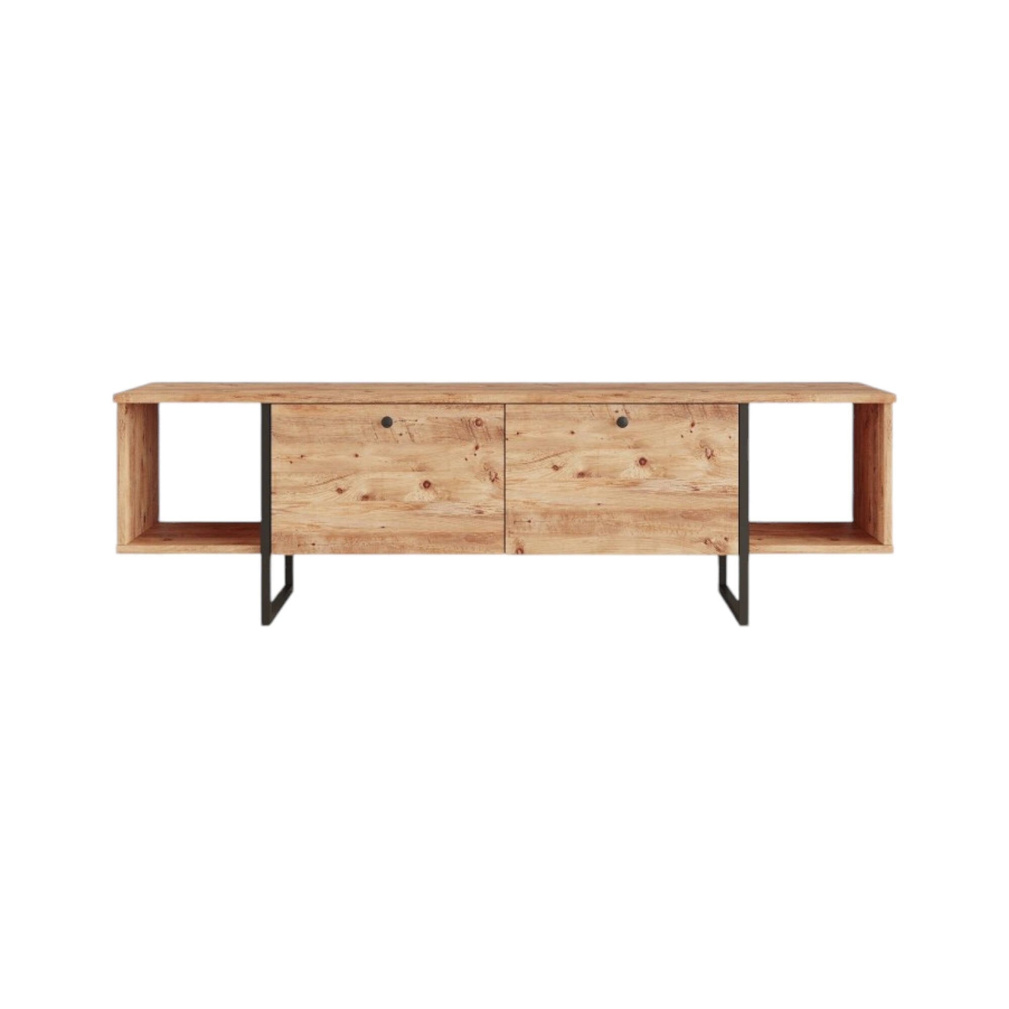 Mobile porta TV Barzana, Credenza da soggiorno, Armadio basso per TV, Base parete attrezzata, 160x40 h48 cm, Quercia