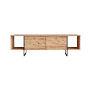 Mobile porta TV Barzana, Credenza da soggiorno, Armadio basso per TV, Base parete attrezzata, 160x40 h48 cm, Quercia