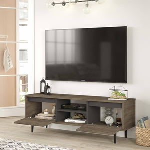 Mobile porta TV Toscana, Credenza da soggiorno, Armadio basso per TV, Base parete attrezzata, 140x36 h48 cm, Marrone e Antracite