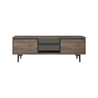 Mobile porta TV Toscana, Credenza da soggiorno, Armadio basso per TV, Base parete attrezzata, 140x36 h48 cm, Marrone e Antracite