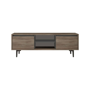 Mobile porta TV Toscana, Credenza da soggiorno, Armadio basso per TV, Base parete attrezzata, 140x36 h48 cm, Marrone e Antracite