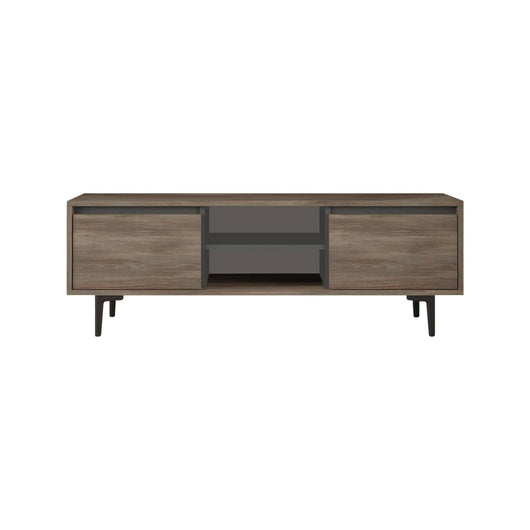 Mobile porta TV Toscana, Credenza da soggiorno, Armadio basso per TV, Base parete attrezzata, 140x36 h48 cm, Marrone e Antracite