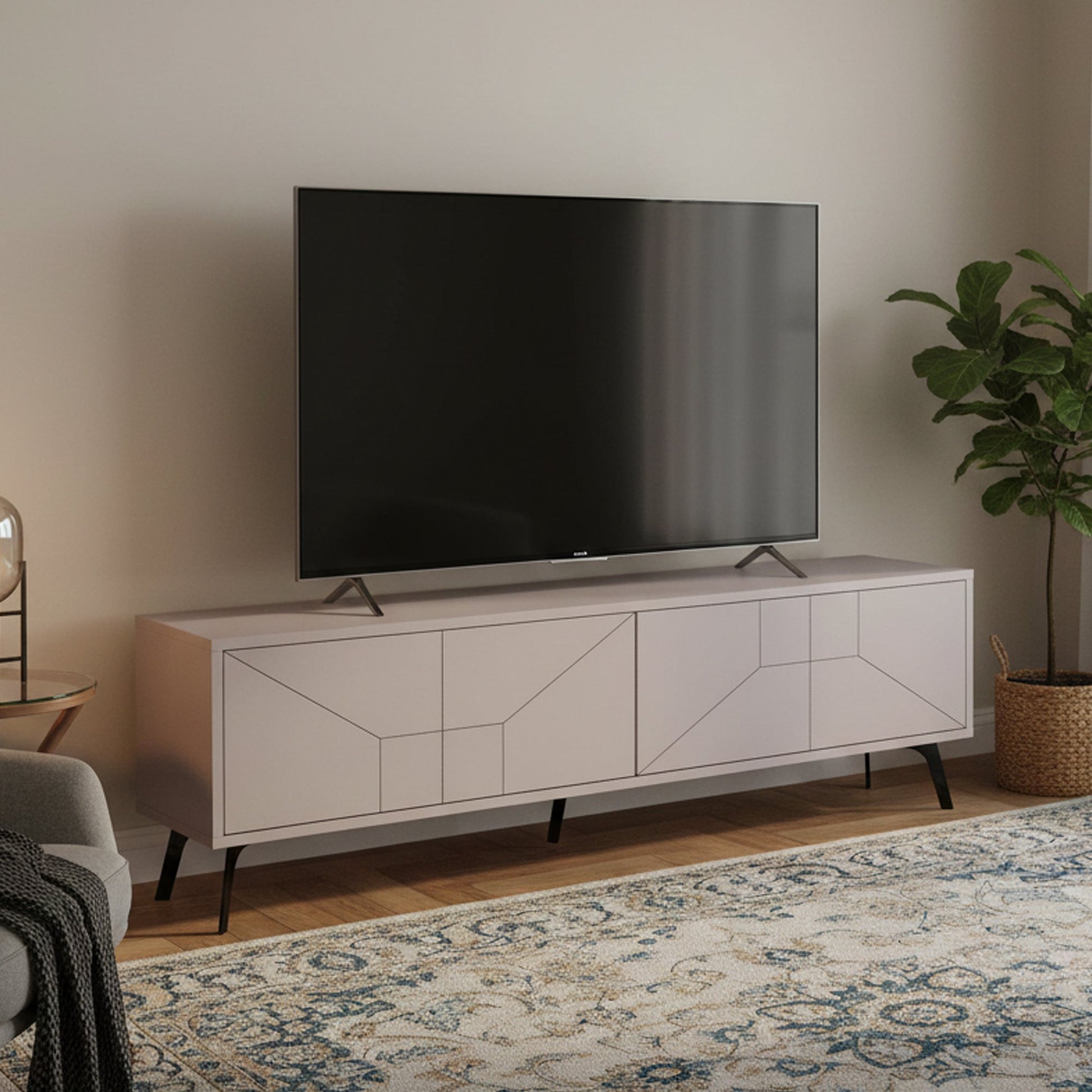 Olgadikiev, Mobile Porta tv un Ripiano, 180x30x50h cm Beige