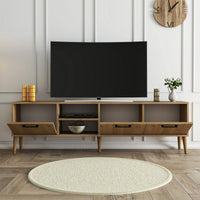 Mobile porta TV Brugine, Credenza da soggiorno, Armadio basso per TV, Base parete attrezzata, 180x35 h53 cm, Quercia