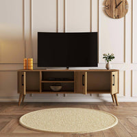 Mobile porta TV Brugine, Credenza da soggiorno, Armadio basso per TV, Base parete attrezzata, 150x34 h52 cm, Quercia