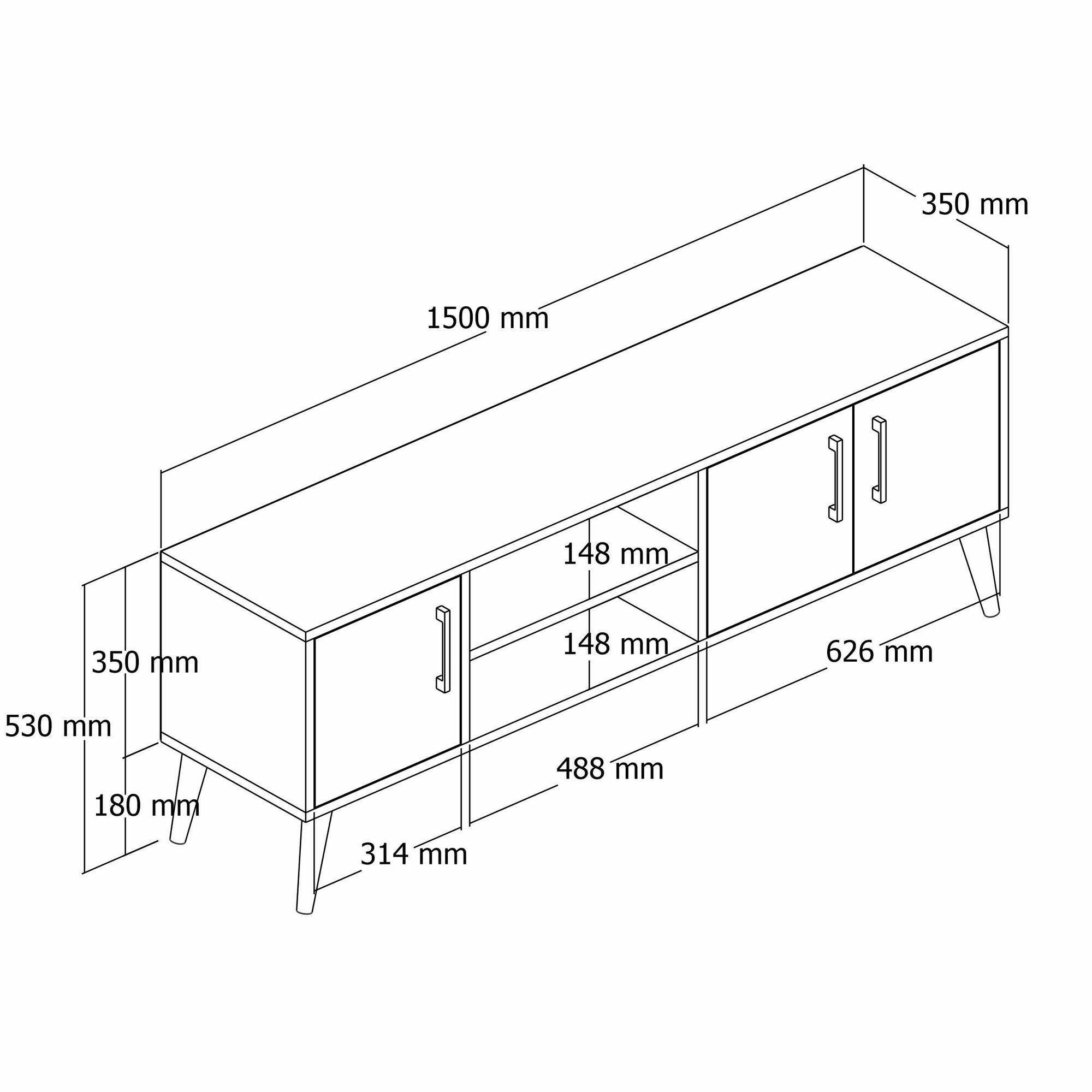 Brugine, Mobile Porta tv un Ripiano, 150x34x52h cm Marrone Quercia
