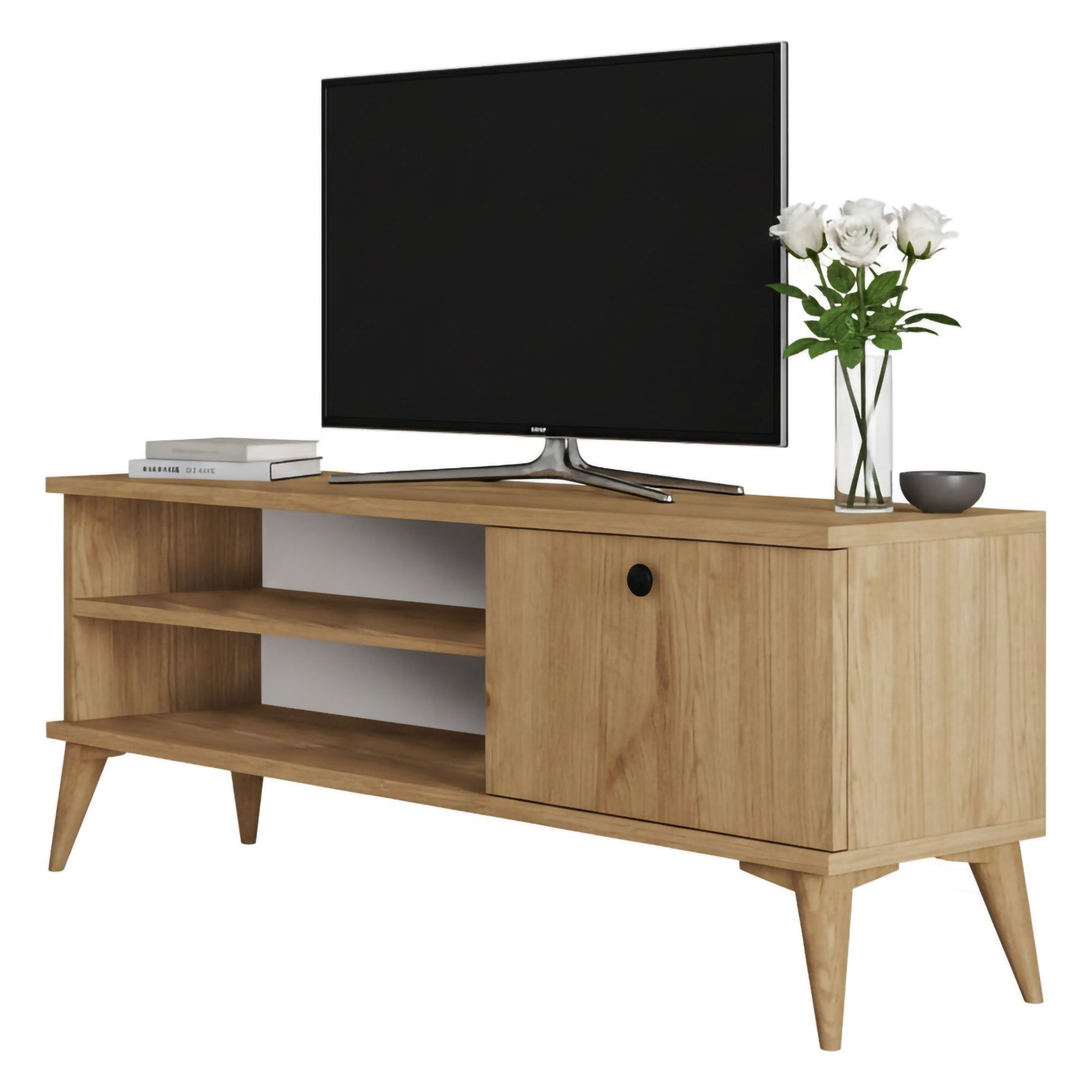 Muqdisho, Mobile Porta tv un Ripiano, 120x30x45h cm Marrone Quercia