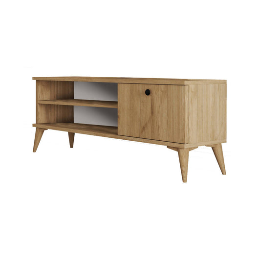 Mobile porta TV Muqdisho, Credenza da soggiorno, Armadio basso per TV, Base parete attrezzata, 120x30 h45 cm, Quercia