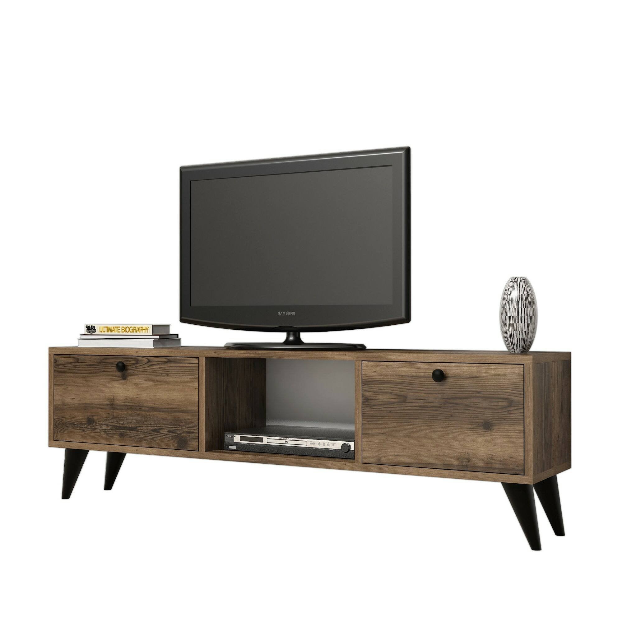 Bloem, Mobile Porta tv 2 Ripiani, 138x30x43h cm Marrone Noce