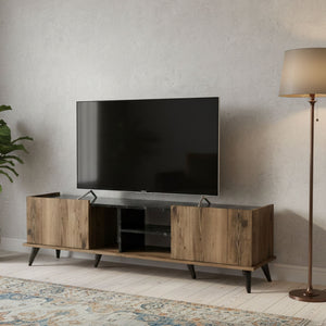 Paine, Mobile Porta tv 2 Ripiani, 180x34x52h cm Marrone Noce
