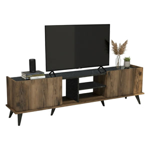 Paine, Mobile Porta tv 2 Ripiani, 180x34x52h cm Marrone Noce