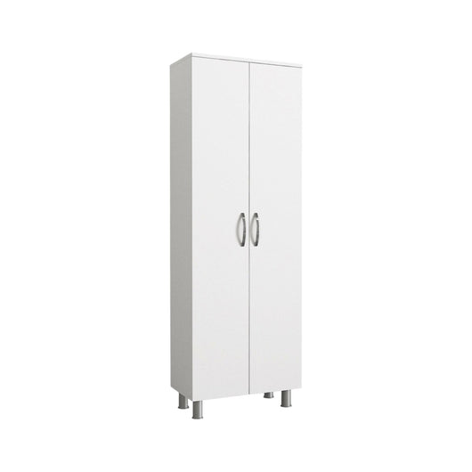 Armadio multiuso 2 ante Vincent, Mobile multifunzionale, Mobiletto scarpiera, Guardaroba porta scarpe, 59x32 h162 cm, Bianco