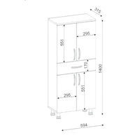 Armadio multiuso grande Iolana, Mobile multifunzionale, Mobiletto scarpiera, Guardaroba porta scarpe, 59x32 h140 cm, Bianco