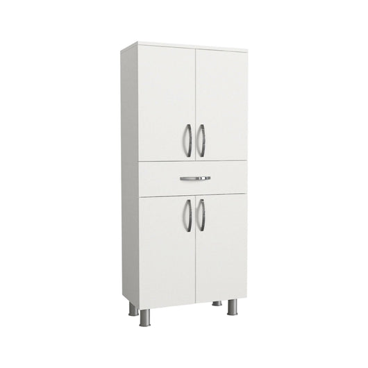 Armadio multiuso grande Iolana, Mobile multifunzionale, Mobiletto scarpiera, Guardaroba porta scarpe, 59x32 h140 cm, Bianco