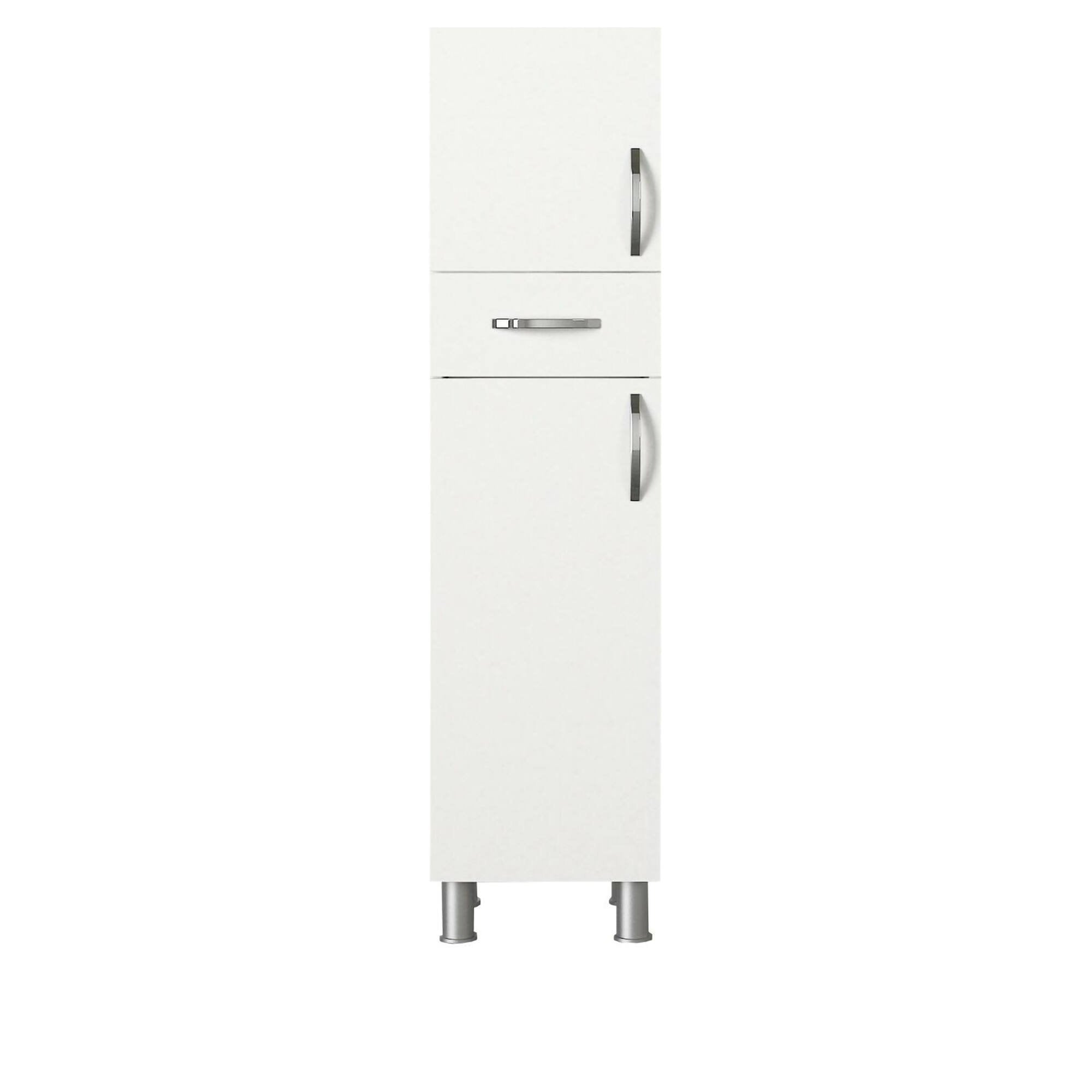 Mobile colonna Giuda, Pensile bagno o cucina, Armadio alto multifunzione, Mobiletto multiuso, 35x31 h179 cm, Bianco
