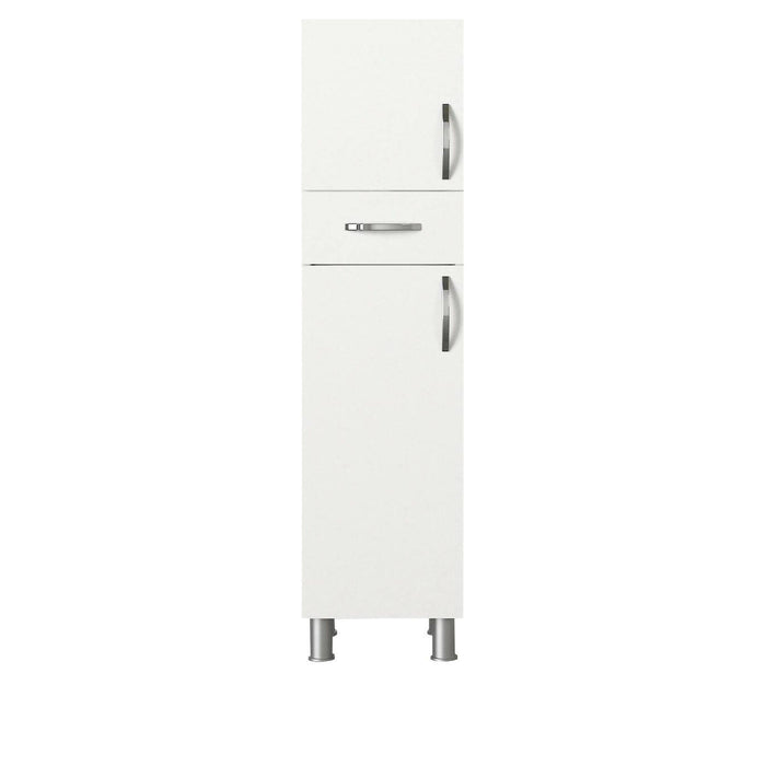 Mobile colonna Giuda, Pensile bagno o cucina, Armadio alto multifunzione, Mobiletto multiuso, 35x31 h179 cm, Bianco