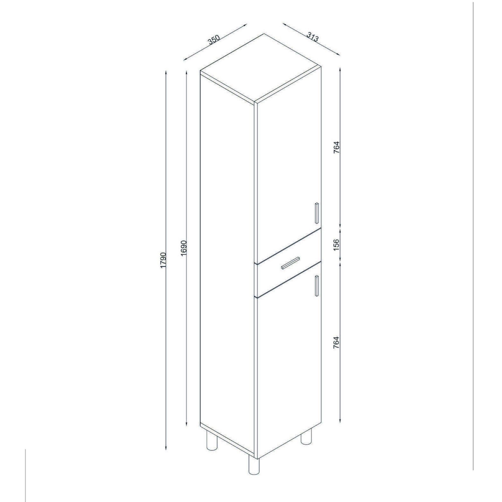 Mobile colonna Giuda, Pensile bagno o cucina, Armadio alto multifunzione, Mobiletto multiuso, 35x31 h179 cm, Bianco