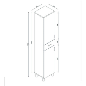 Mobile colonna Giuda, Pensile bagno o cucina, Armadio alto multifunzione, Mobiletto multiuso, 35x31 h179 cm, Bianco