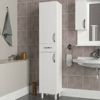 Mobile colonna Giuda, Pensile bagno o cucina, Armadio alto multifunzione, Mobiletto multiuso, 35x31 h179 cm, Bianco