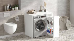 Mobile sottolavabo emile, Mobiletto da bagno, Contenitore porta lavabo, Armadio per lavandino, 94x60 h88 cm, Bianco