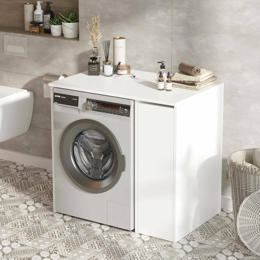 Mobile sottolavabo emile, Mobiletto da bagno, Contenitore porta lavabo, Armadio per lavandino, 94x60 h88 cm, Bianco
