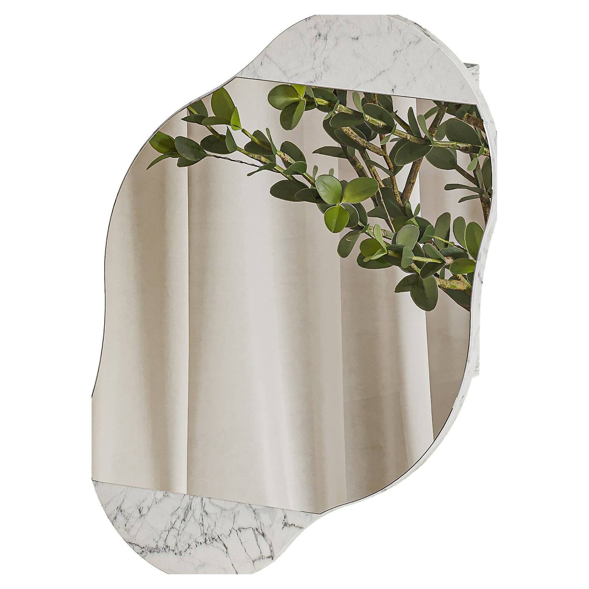 Specchio Asterisco, Specchiera, Articolo d'arredo a muro, Decorazione con specchio, 60x13 h75 cm, Grigio