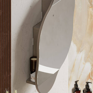 Specchio Asterisco, Specchiera, Articolo d'arredo a muro, Decorazione con specchio, 60x13 h75 cm, Beige