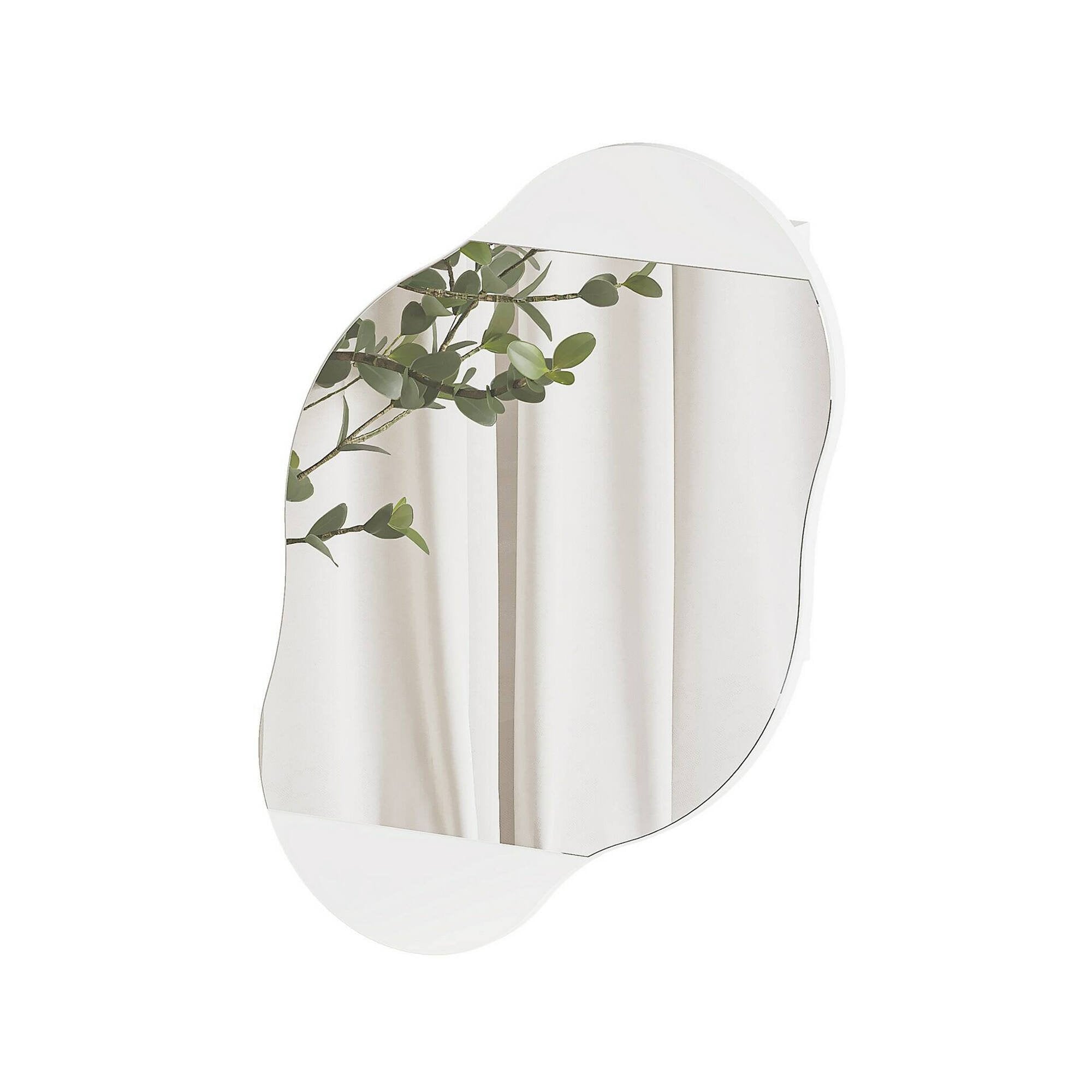 Specchio Asterisco, Specchiera, Articolo d'arredo a muro, Decorazione con specchio, 60x13 h75 cm, Bianco