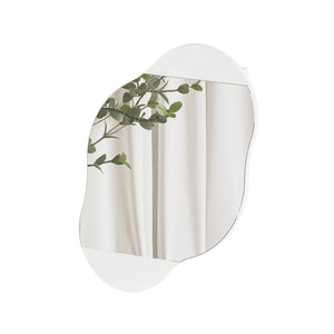 Specchio Asterisco, Specchiera, Articolo d'arredo a muro, Decorazione con specchio, 60x13 h75 cm, Bianco