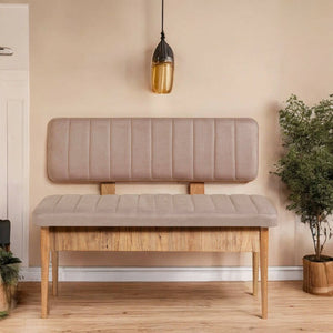 Panca Barthelemy, Panchina multiuso, Seduta per ospiti, Cassapanca multifunzione, 110x46 h85 cm, Quercia e Cemento