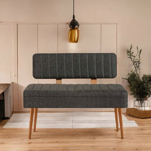 Panca Barthelemy, Panchina multiuso, Seduta per ospiti, Cassapanca multifunzione, 90x39 h40 cm, Quercia e Antracite