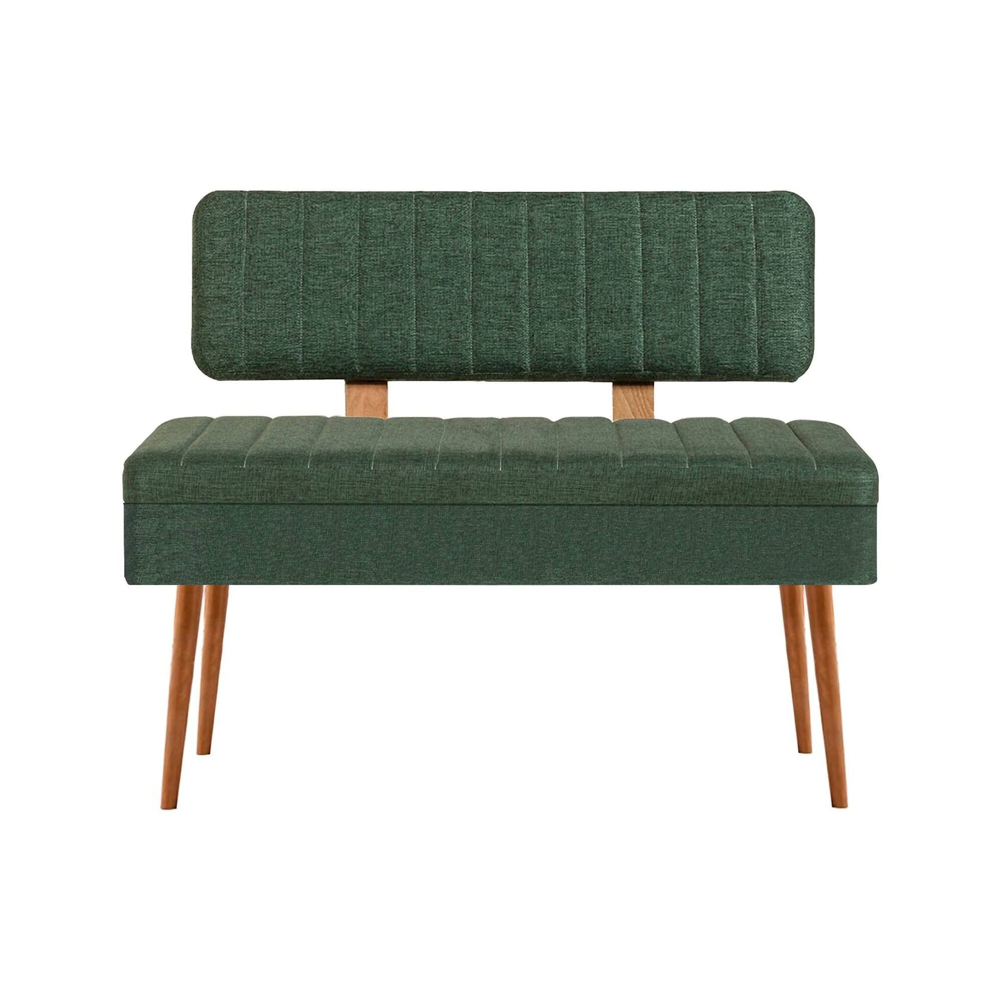 Panca Barthelemy, Panchina multiuso, Seduta per ospiti, Cassapanca multifunzione, 90x39 h40 cm, Quercia e Verde