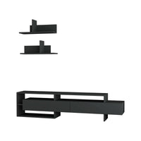 Parete attrezzata Huko, Composizione soggiorno, Mobile salotto multiuso, Armadio porta TV, 180x32 h42 cm, Antracite