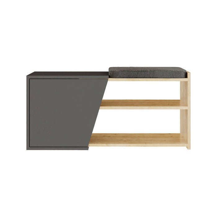 Scarpiera Neneng, Mobile portascarpe, Armadio da ingresso multiuso, Mobiletto per calzature, 104x47 h37 cm, Quercia e Antracite